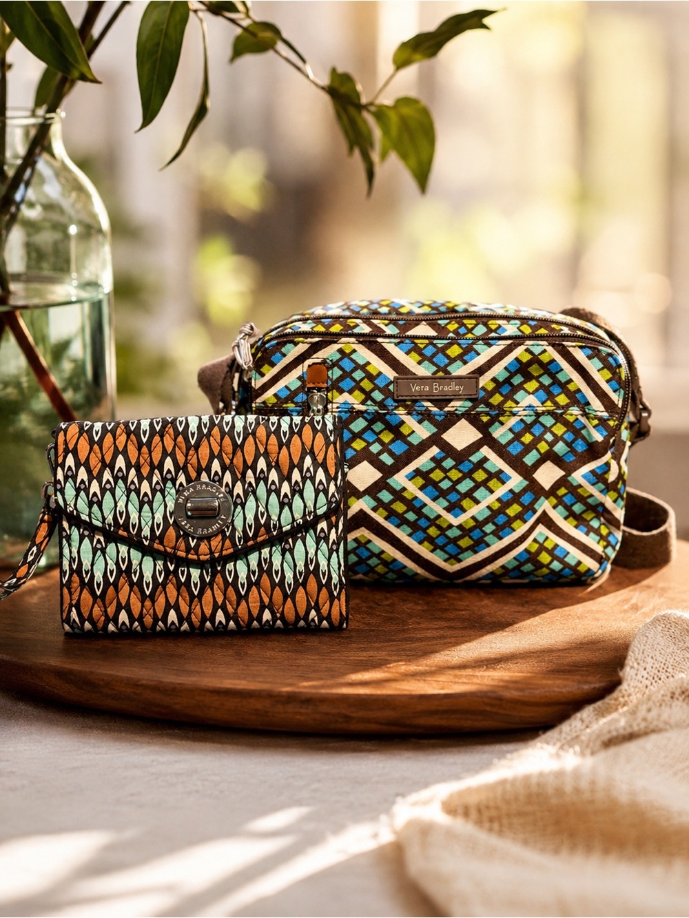 VERA BRADLEY Rain Forest Crossbody & Sierra Stream Wristlet
